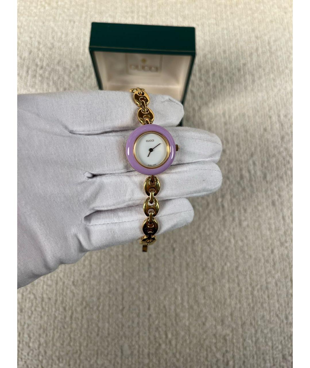 GUCCI Желтые позолоченные часы, фото 4