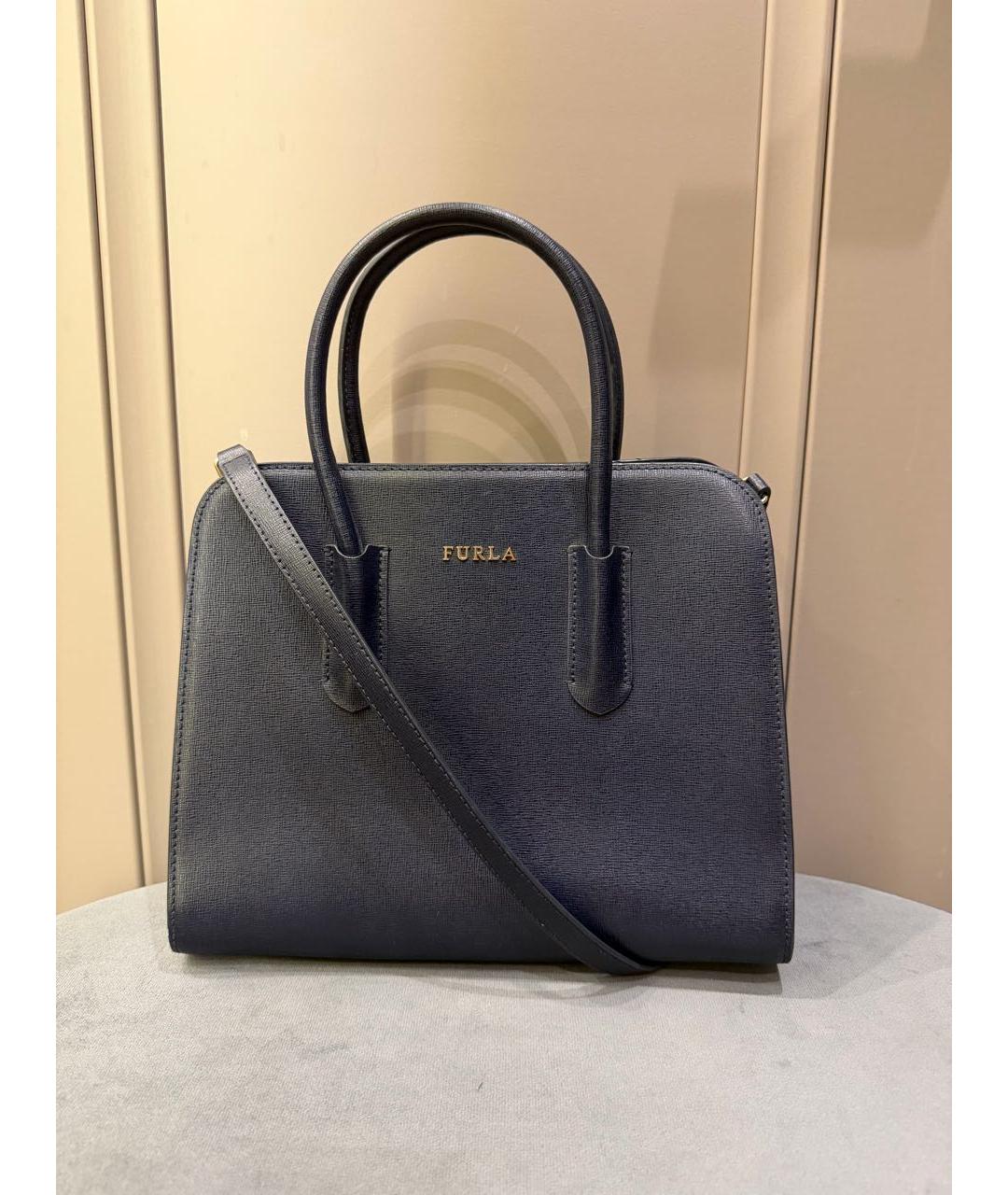 FURLA Темно-синяя кожаная сумка через плечо, фото 7