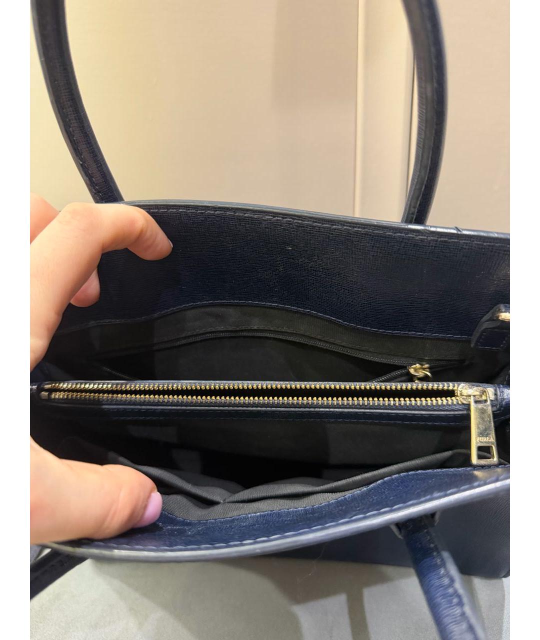 FURLA Темно-синяя кожаная сумка через плечо, фото 4