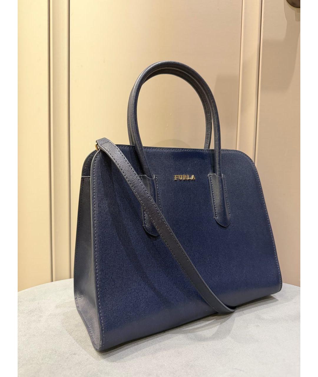 FURLA Темно-синяя кожаная сумка через плечо, фото 2