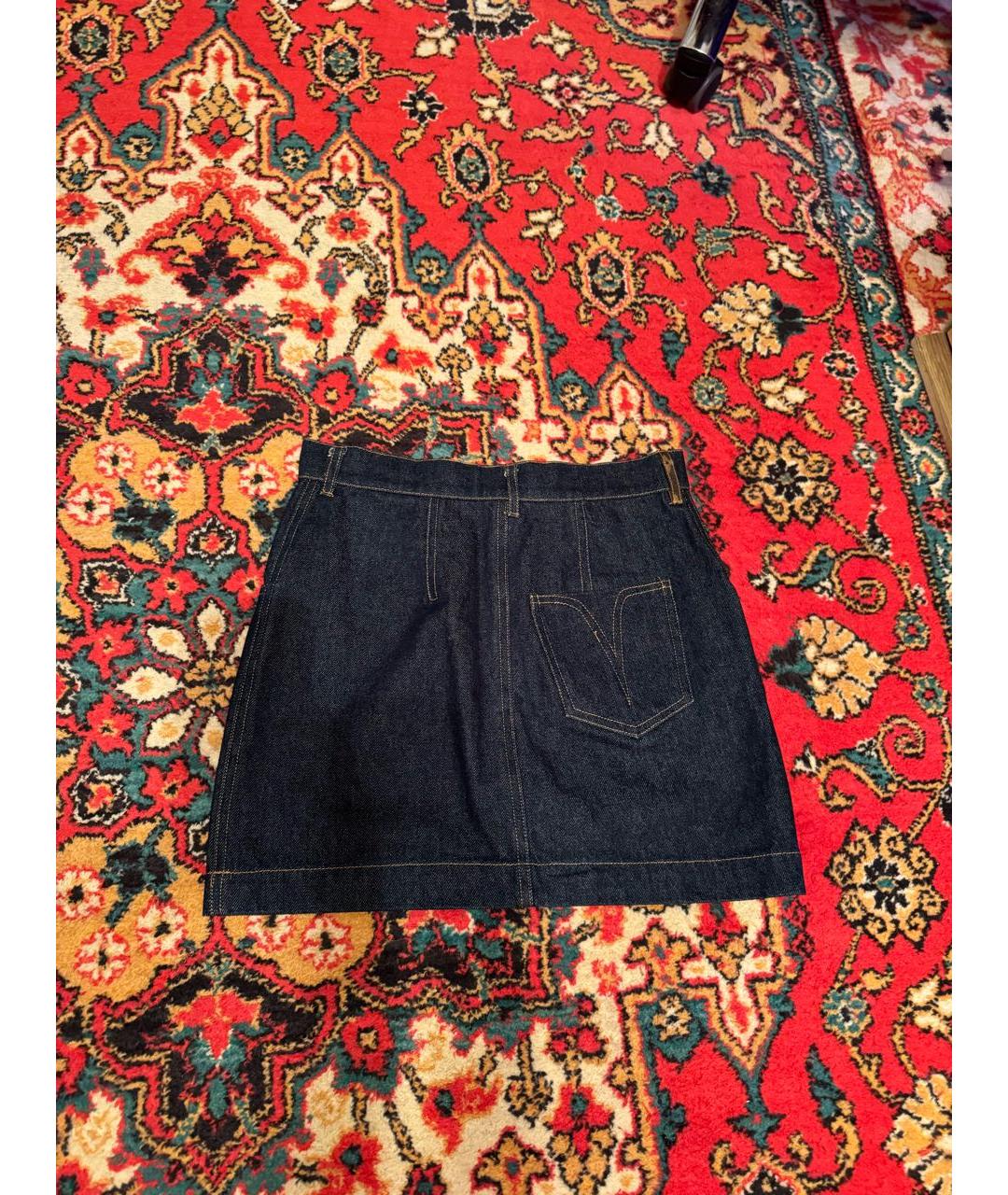 LOUIS VUITTON Синяя деним юбка мини, фото 2