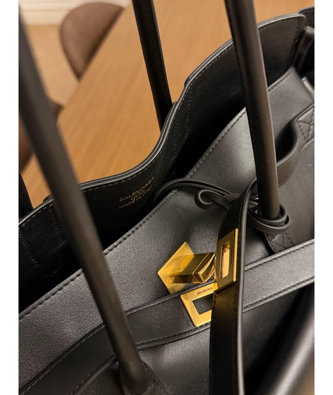 BALENCIAGA Черная кожаная сумка тоут, фото 3