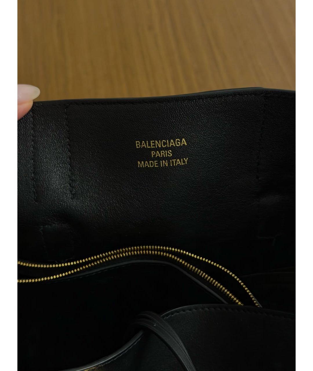 BALENCIAGA Черная кожаная сумка тоут, фото 5