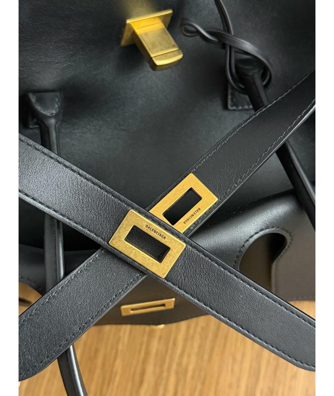BALENCIAGA Черная кожаная сумка тоут, фото 4