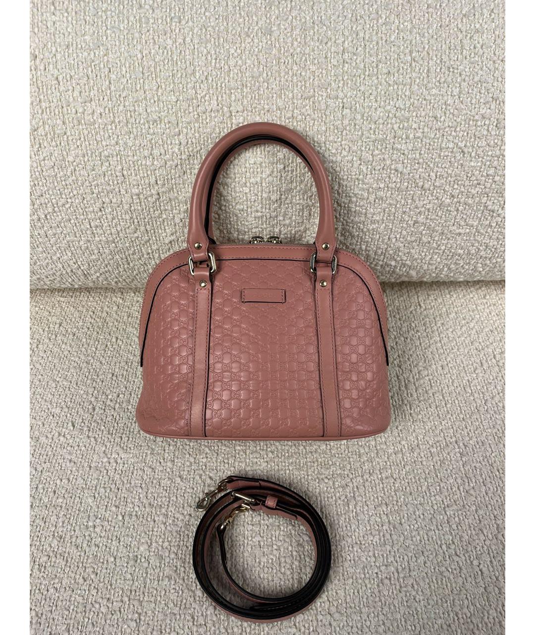 GUCCI Коралловая кожаная сумка с короткими ручками, фото 9