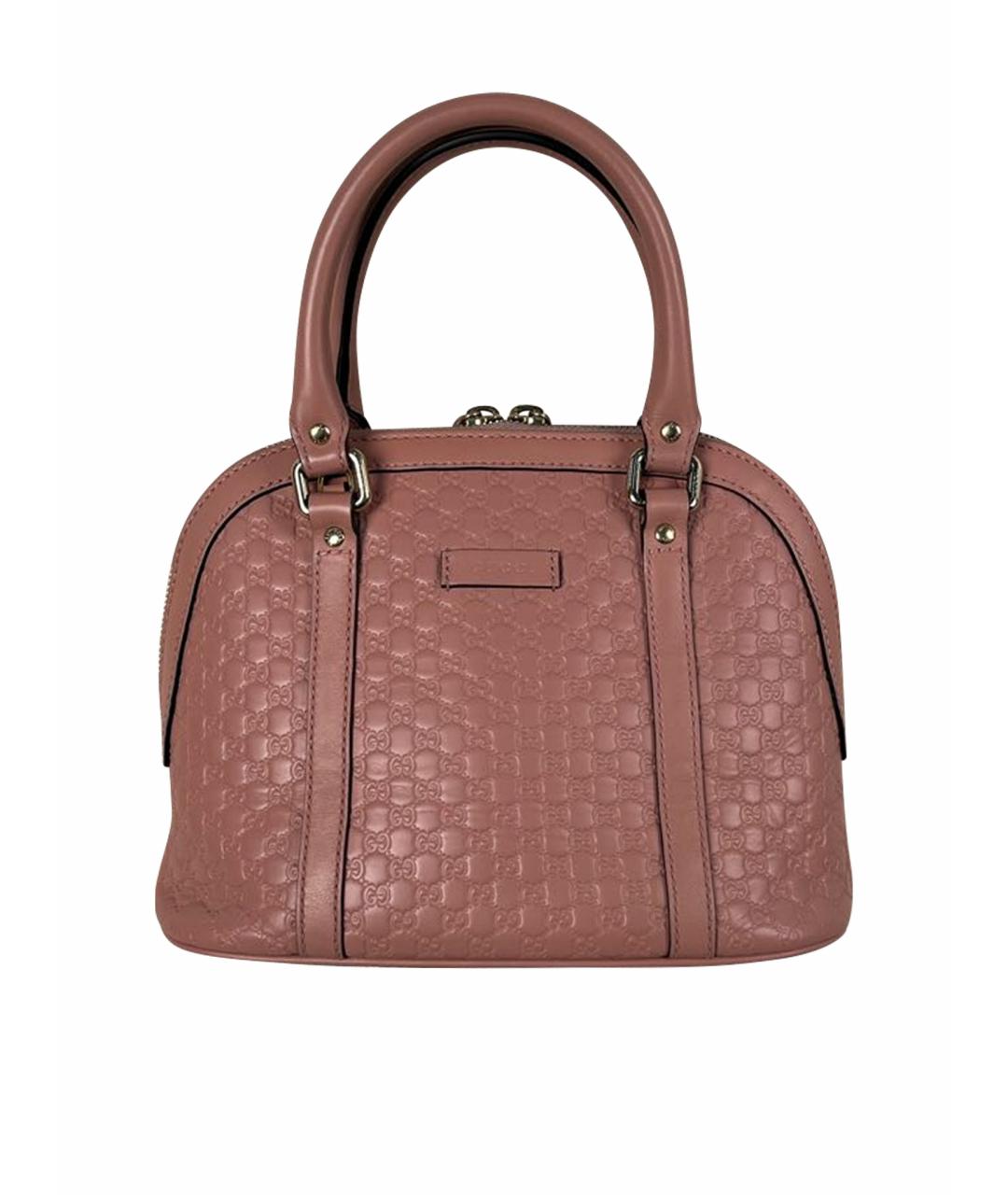 GUCCI Коралловая кожаная сумка с короткими ручками, фото 1