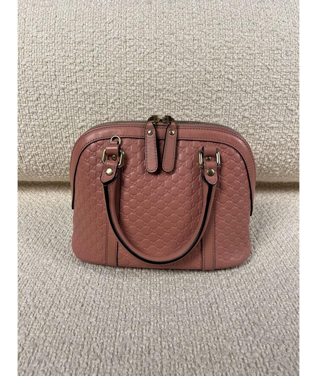 GUCCI Коралловая кожаная сумка с короткими ручками, фото 3