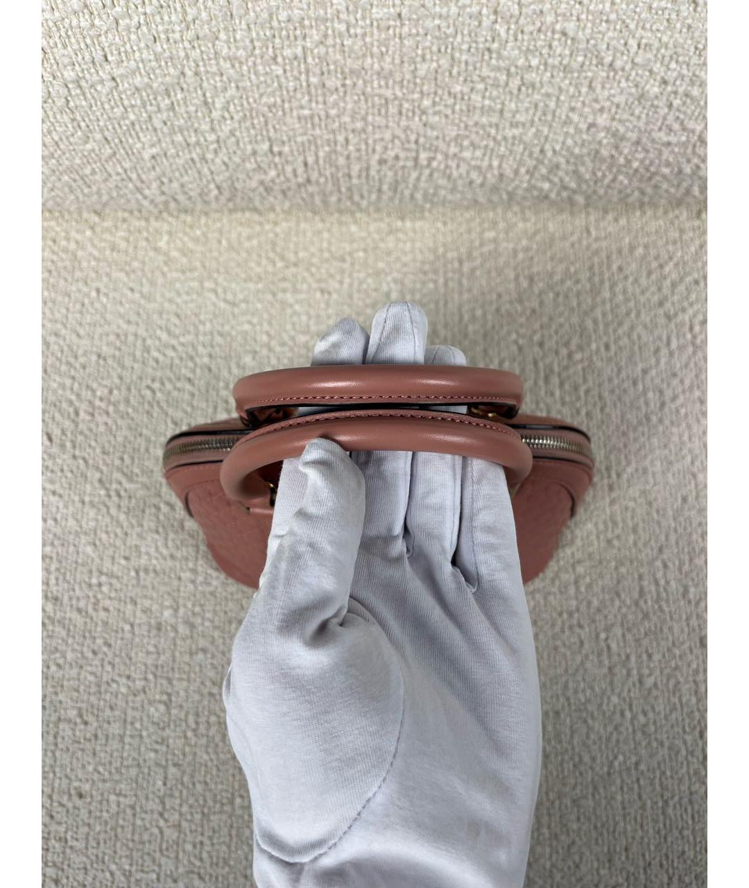 GUCCI Коралловая кожаная сумка с короткими ручками, фото 6