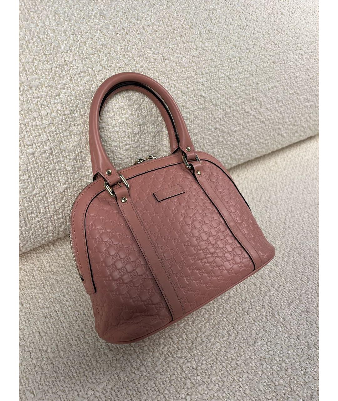 GUCCI Коралловая кожаная сумка с короткими ручками, фото 2