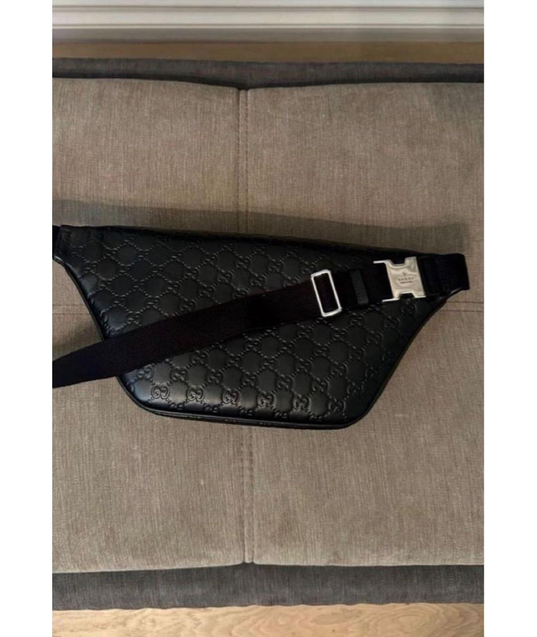 GUCCI Черная кожаная барсетка, фото 6