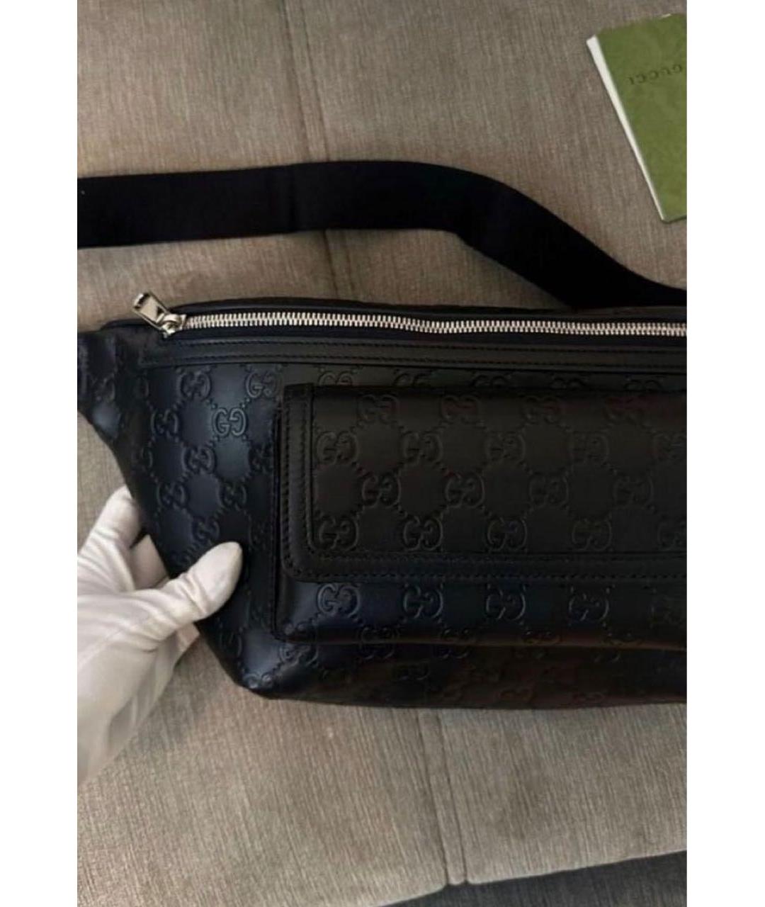 GUCCI Черная кожаная барсетка, фото 3