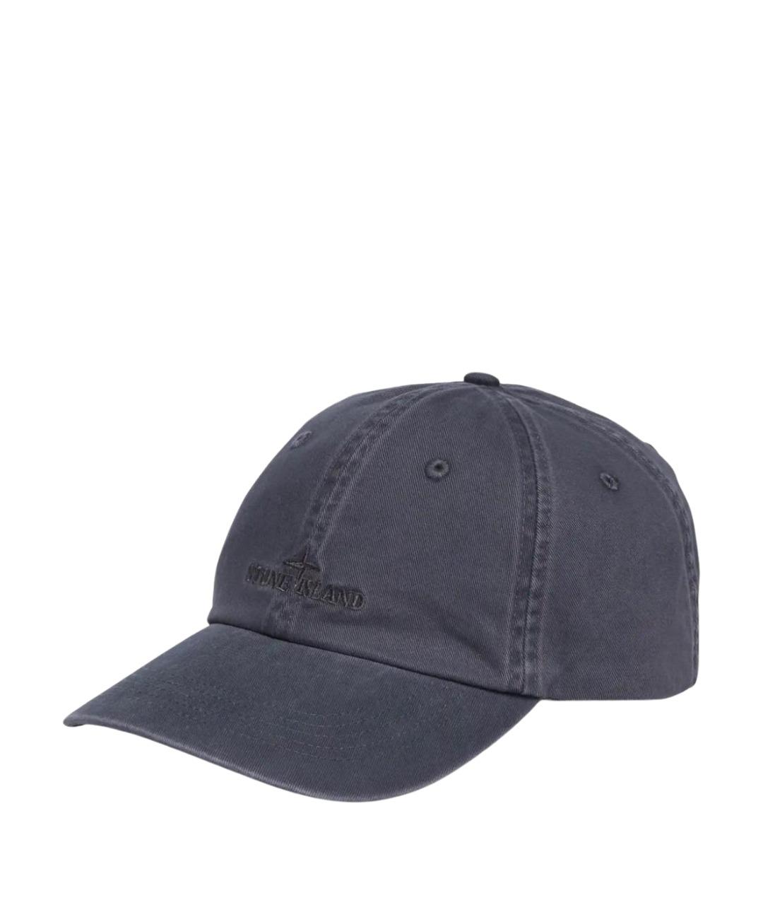 STONE ISLAND Темно-синяя хлопковая кепка/бейсболка, фото 1