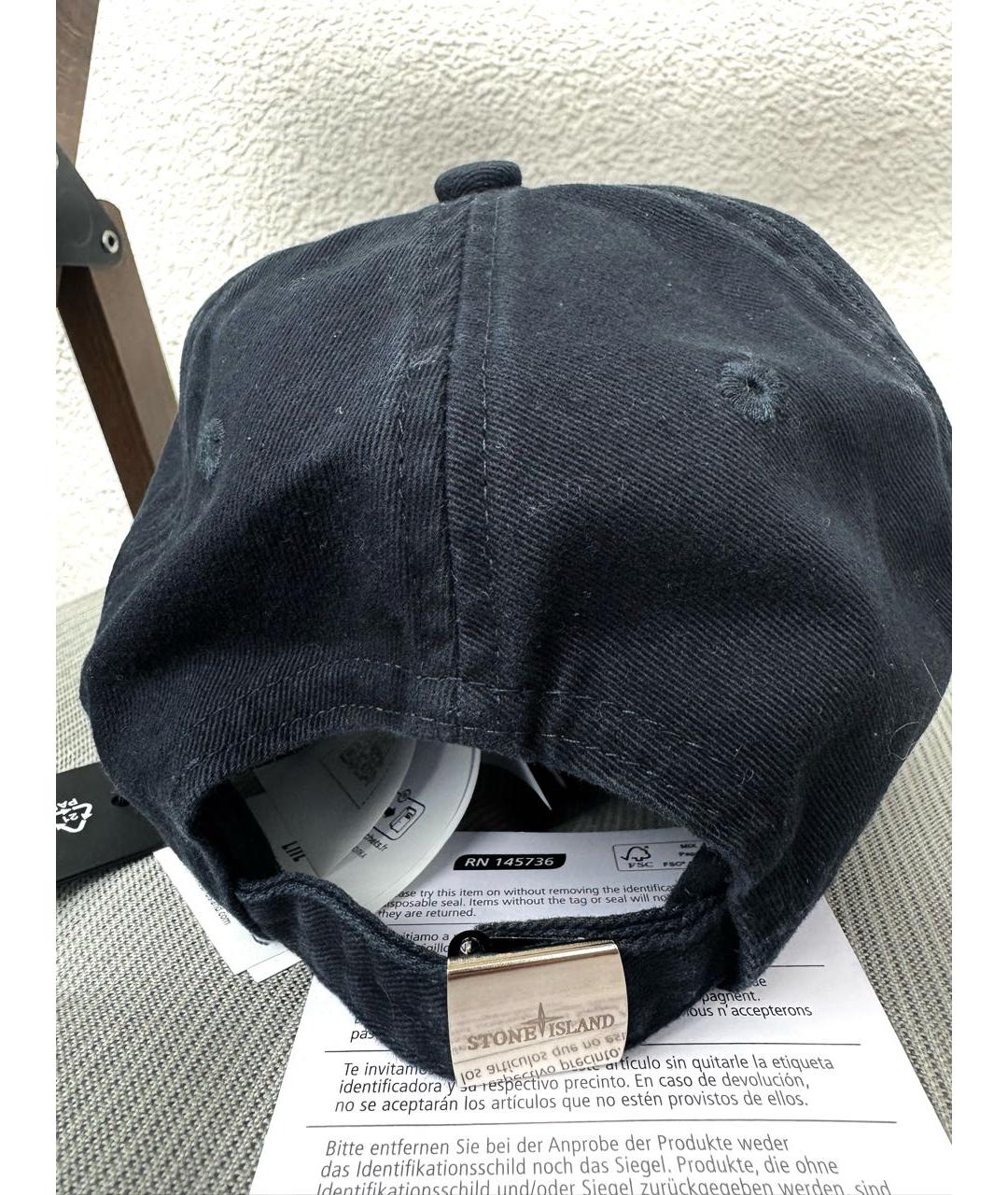 STONE ISLAND Темно-синяя хлопковая кепка/бейсболка, фото 4