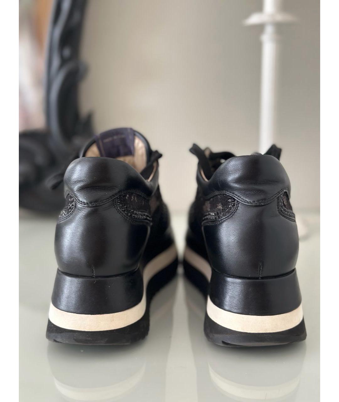 LE SILLA Черные кожаные кроссовки, фото 4