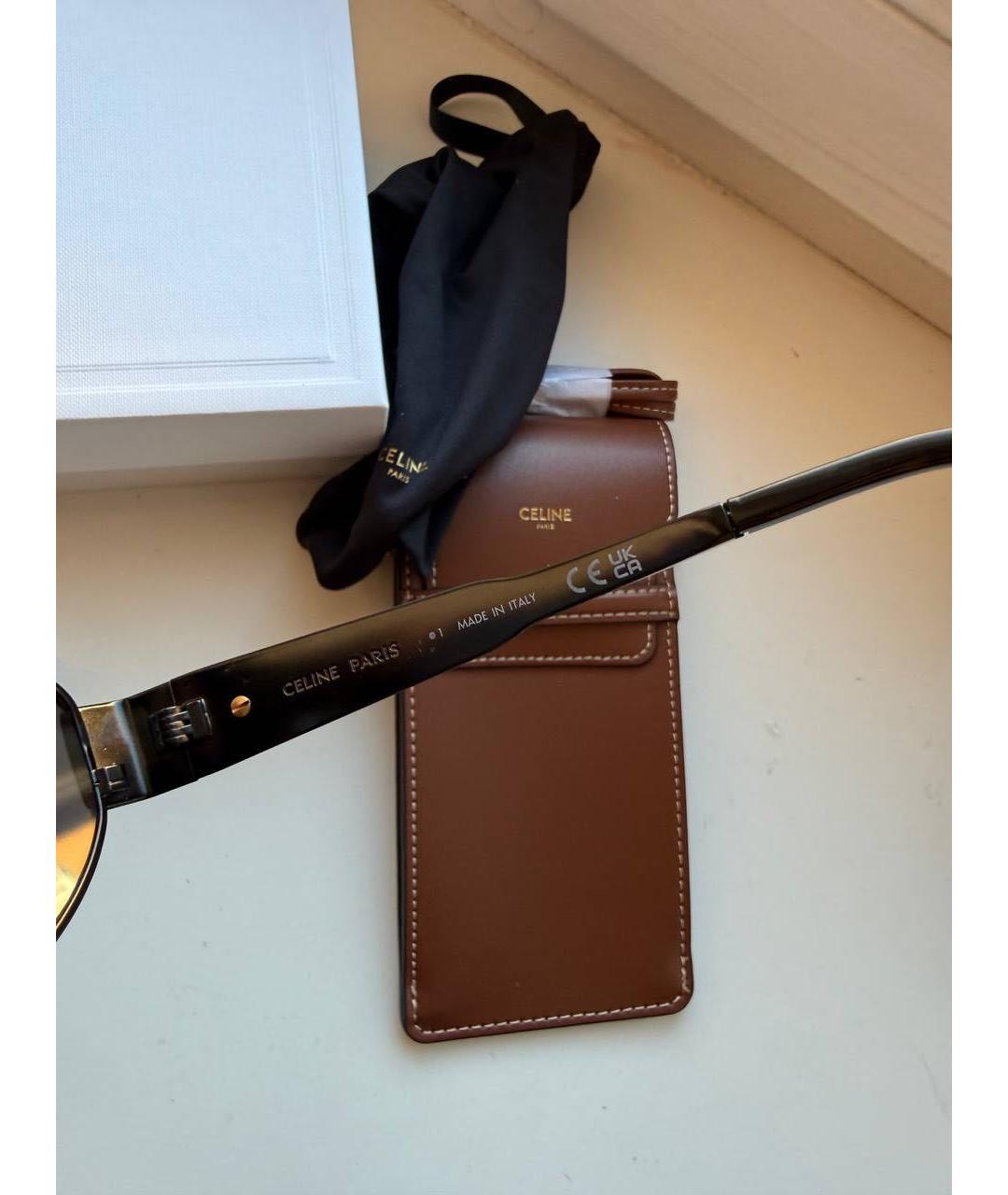 CELINE Черные металлические солнцезащитные очки, фото 3