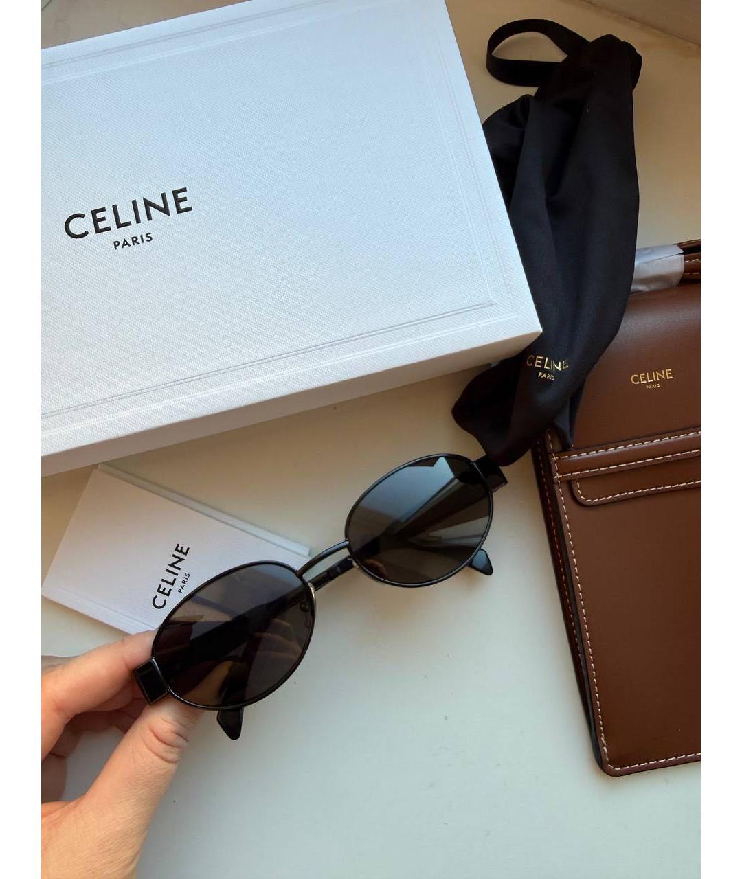 CELINE Черные металлические солнцезащитные очки, фото 8