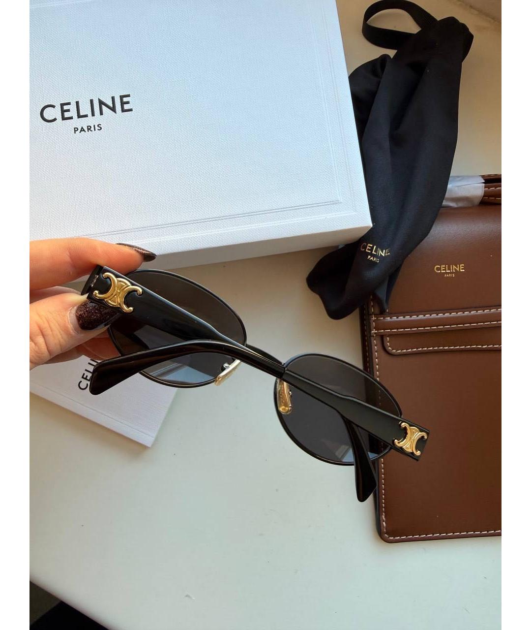 CELINE Черные металлические солнцезащитные очки, фото 2