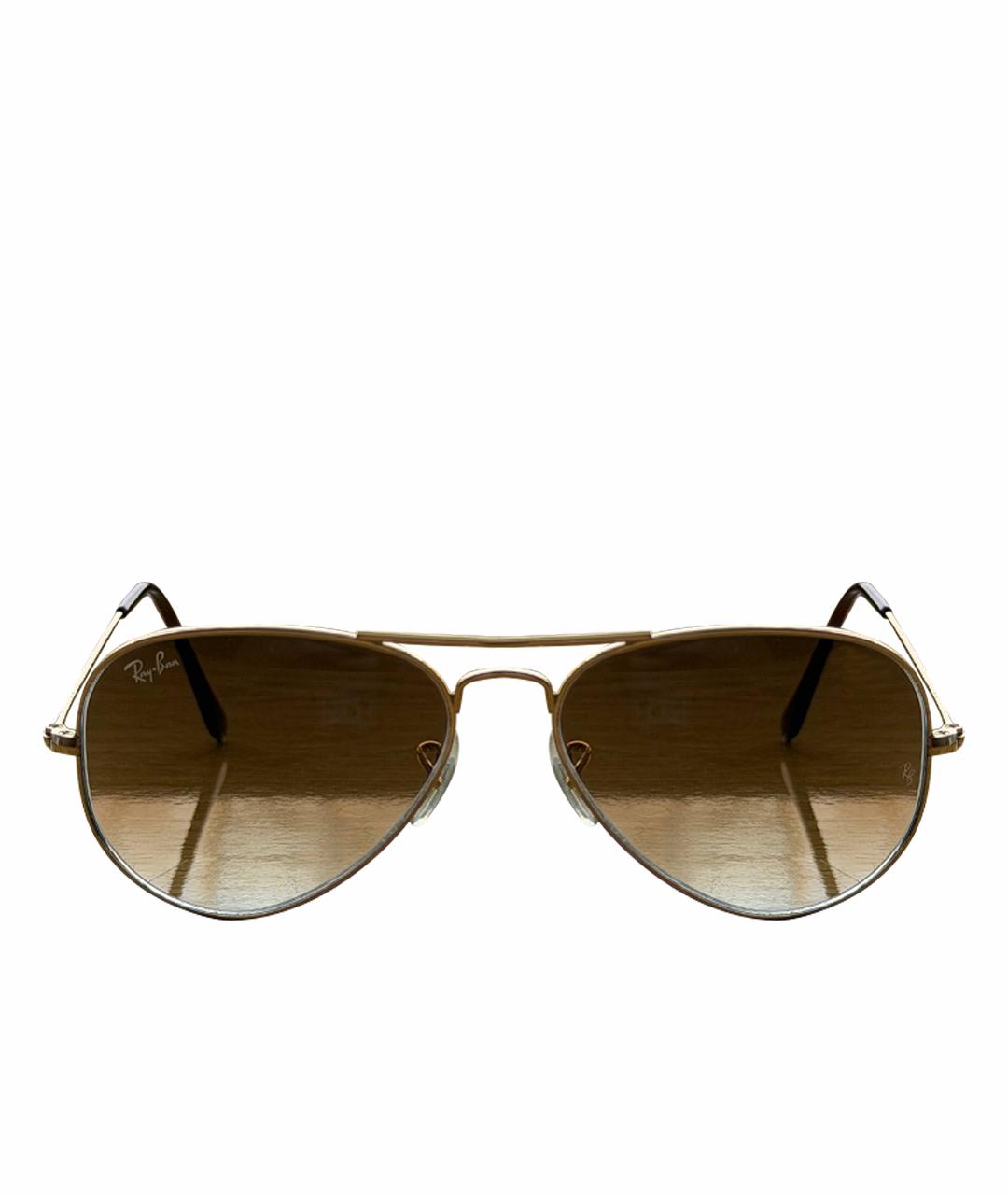 RAY BAN Коричневые металлические солнцезащитные очки, фото 1