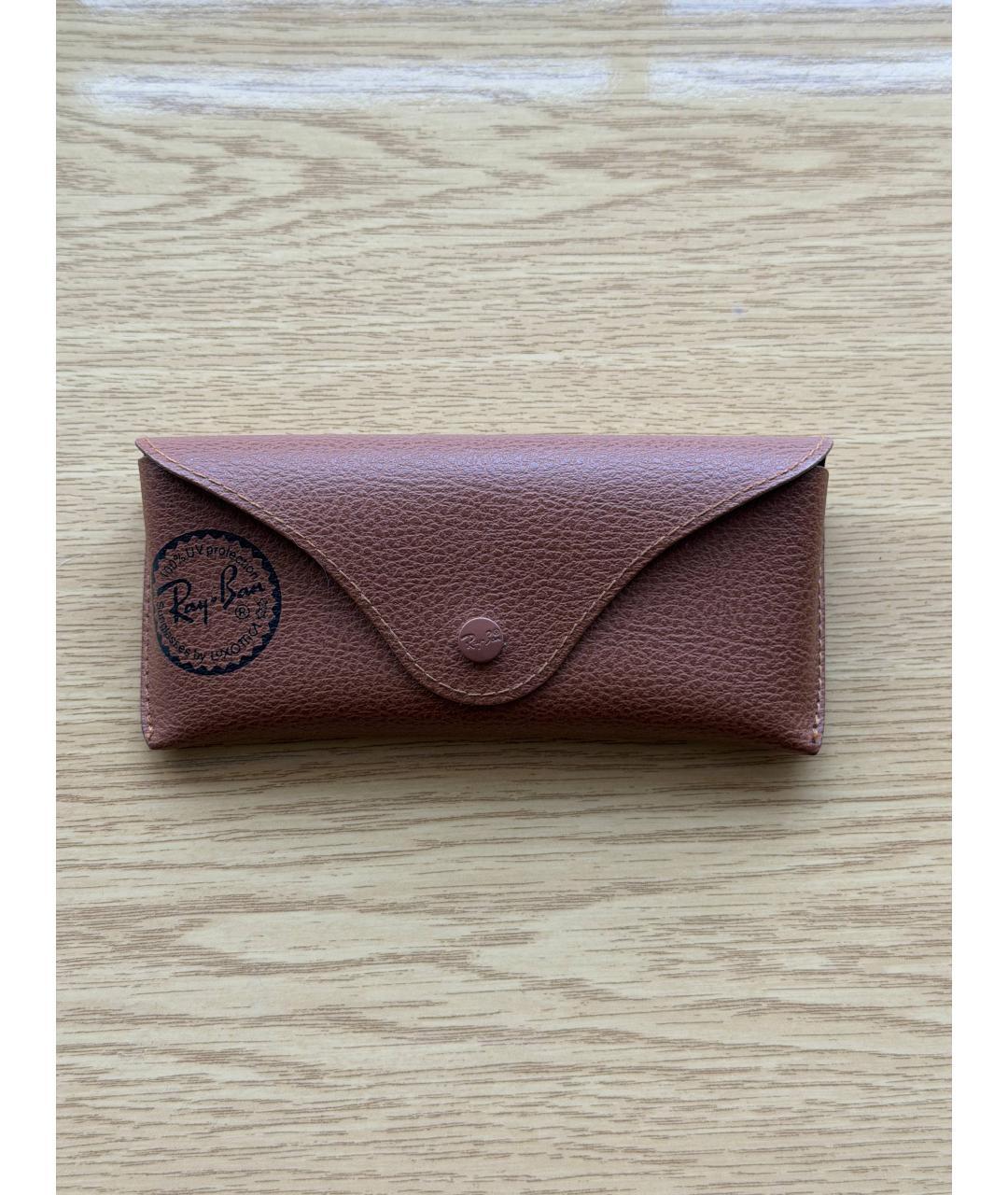 RAY BAN Коричневые металлические солнцезащитные очки, фото 4