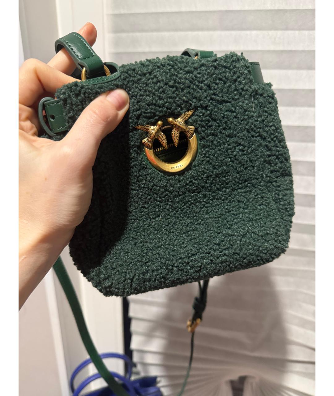 PINKO Зеленая тканевая сумка через плечо, фото 5
