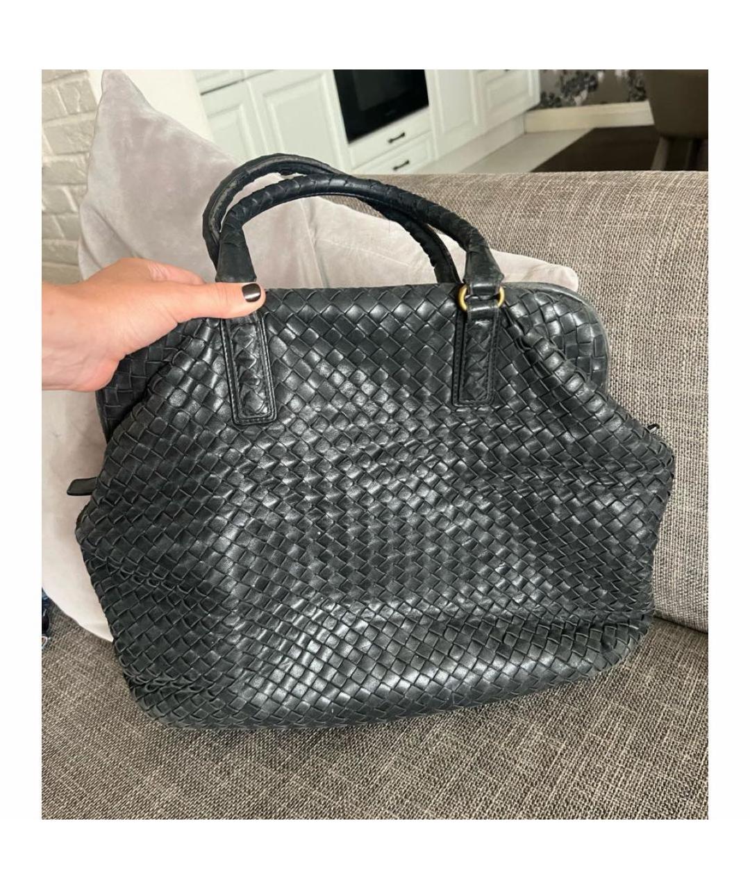 BOTTEGA VENETA Черная кожаная сумка тоут, фото 2