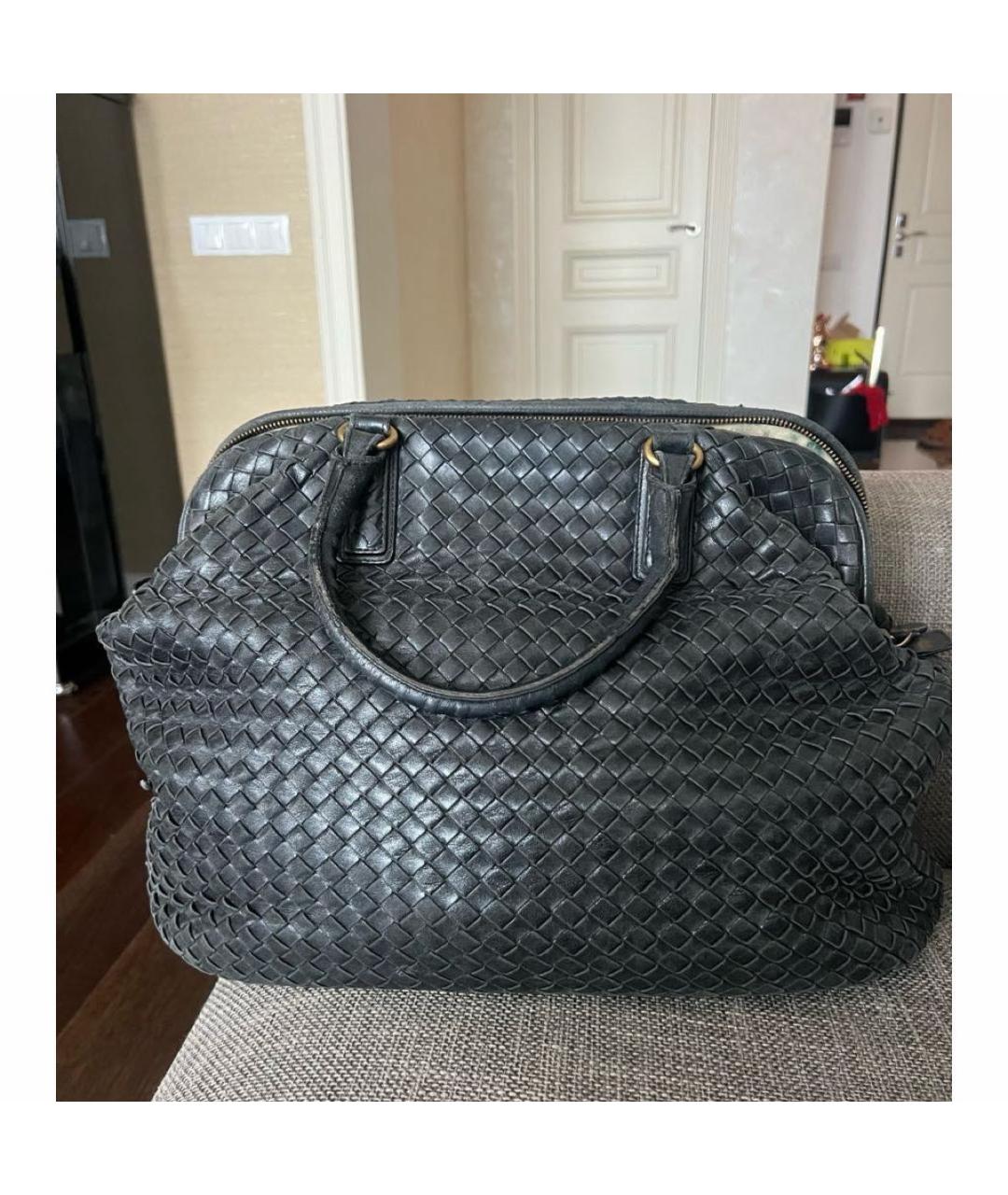 BOTTEGA VENETA Черная кожаная сумка тоут, фото 5