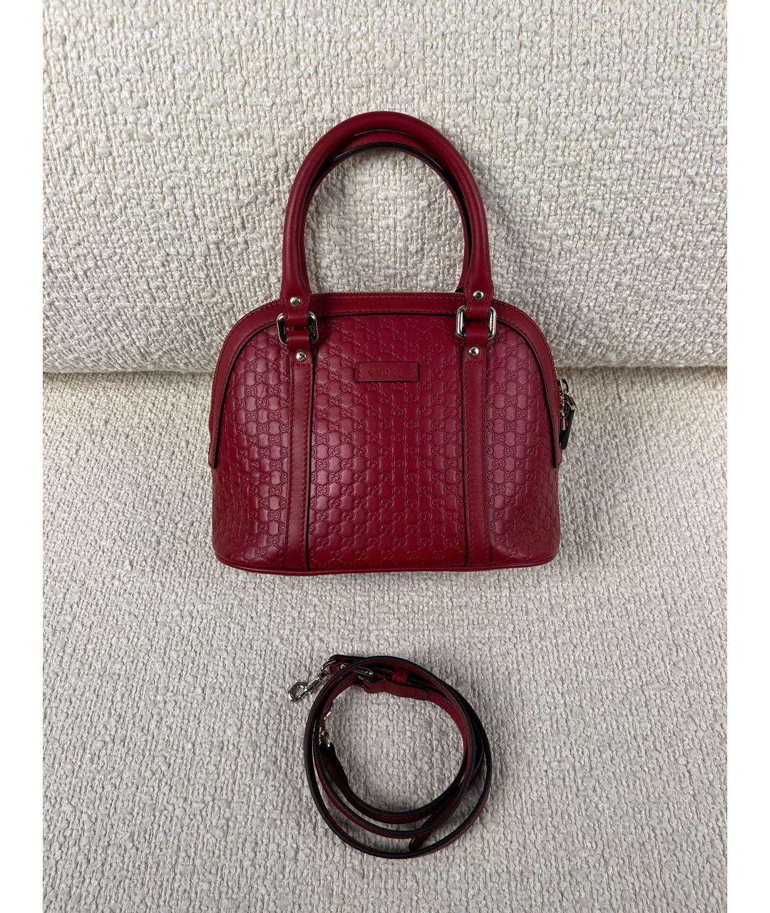 GUCCI Бордовая кожаная сумка с короткими ручками, фото 6