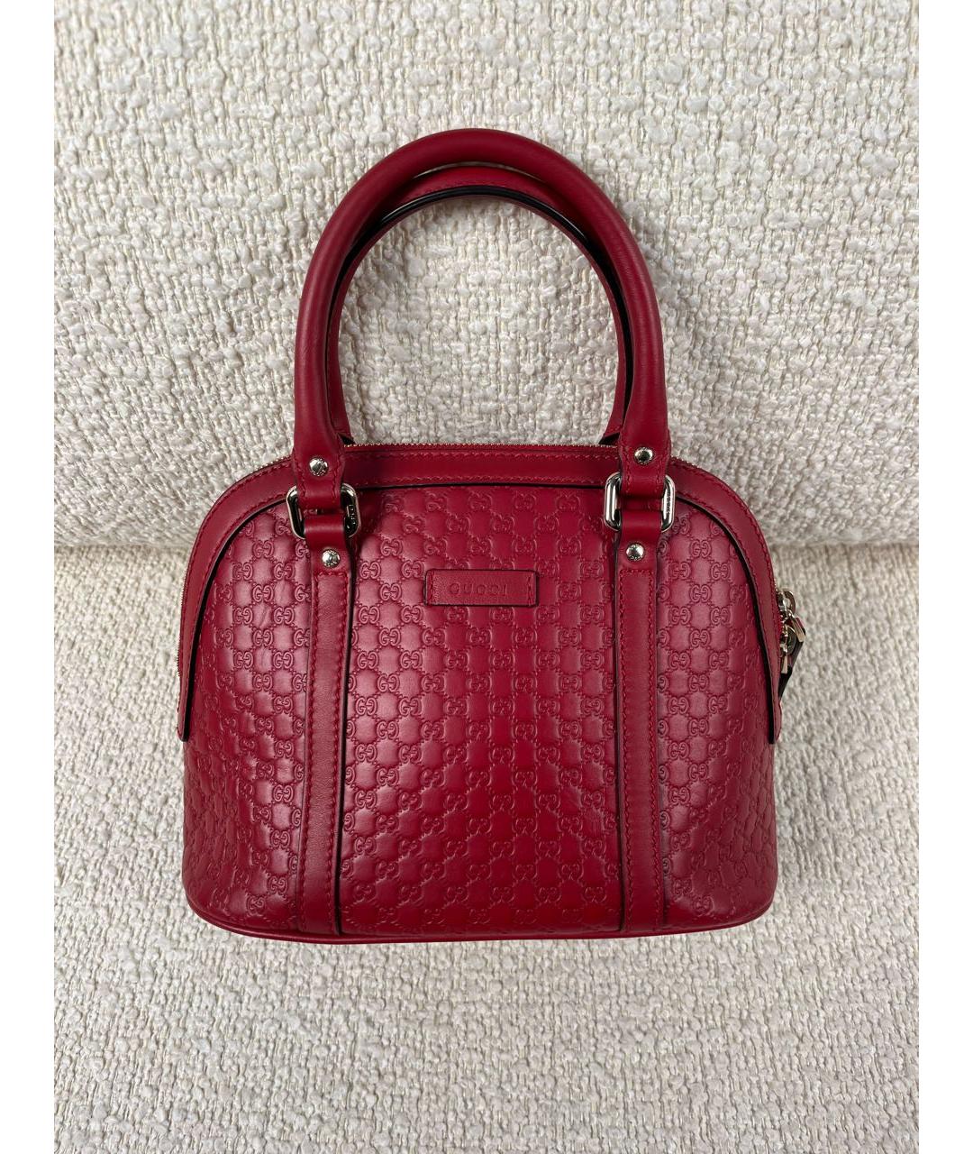 GUCCI Бордовая кожаная сумка с короткими ручками, фото 9