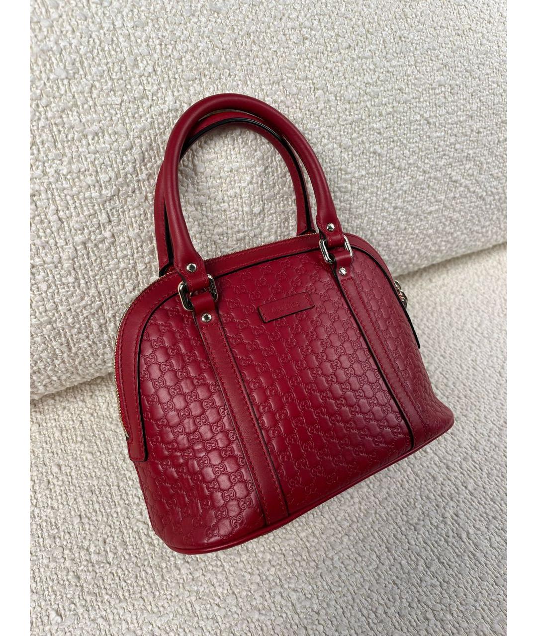 GUCCI Бордовая кожаная сумка с короткими ручками, фото 2