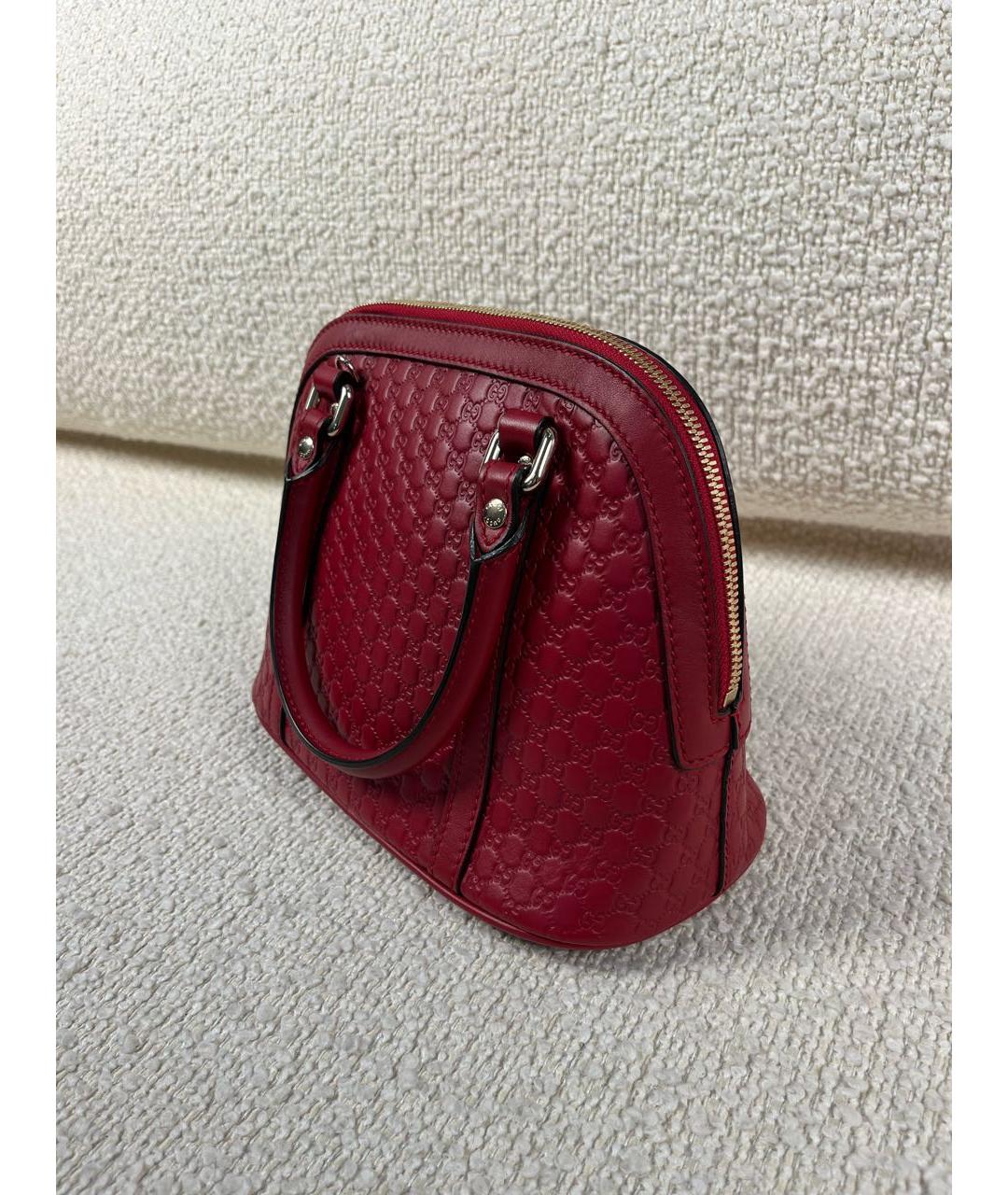 GUCCI Бордовая кожаная сумка с короткими ручками, фото 8