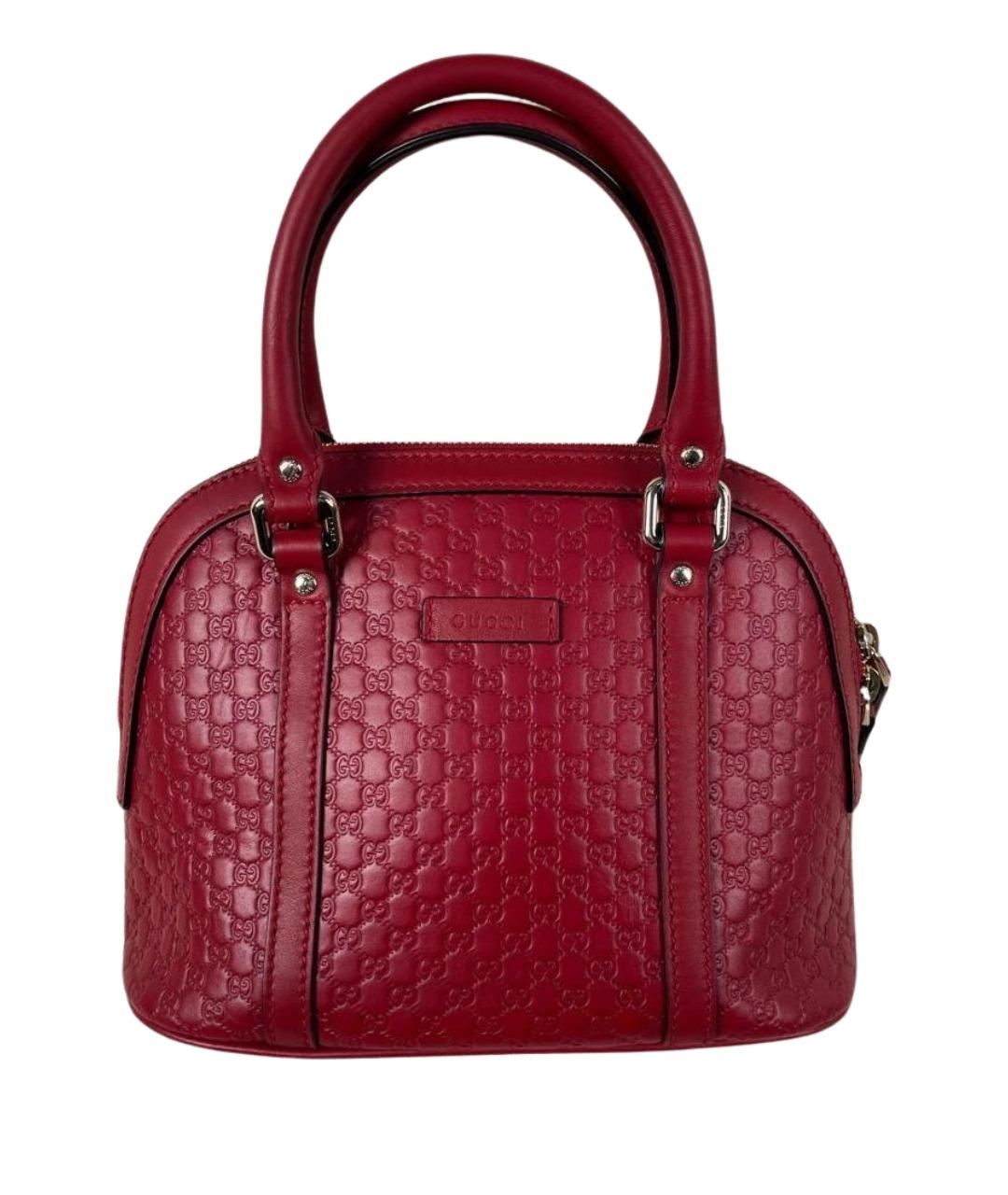 GUCCI Бордовая кожаная сумка с короткими ручками, фото 1