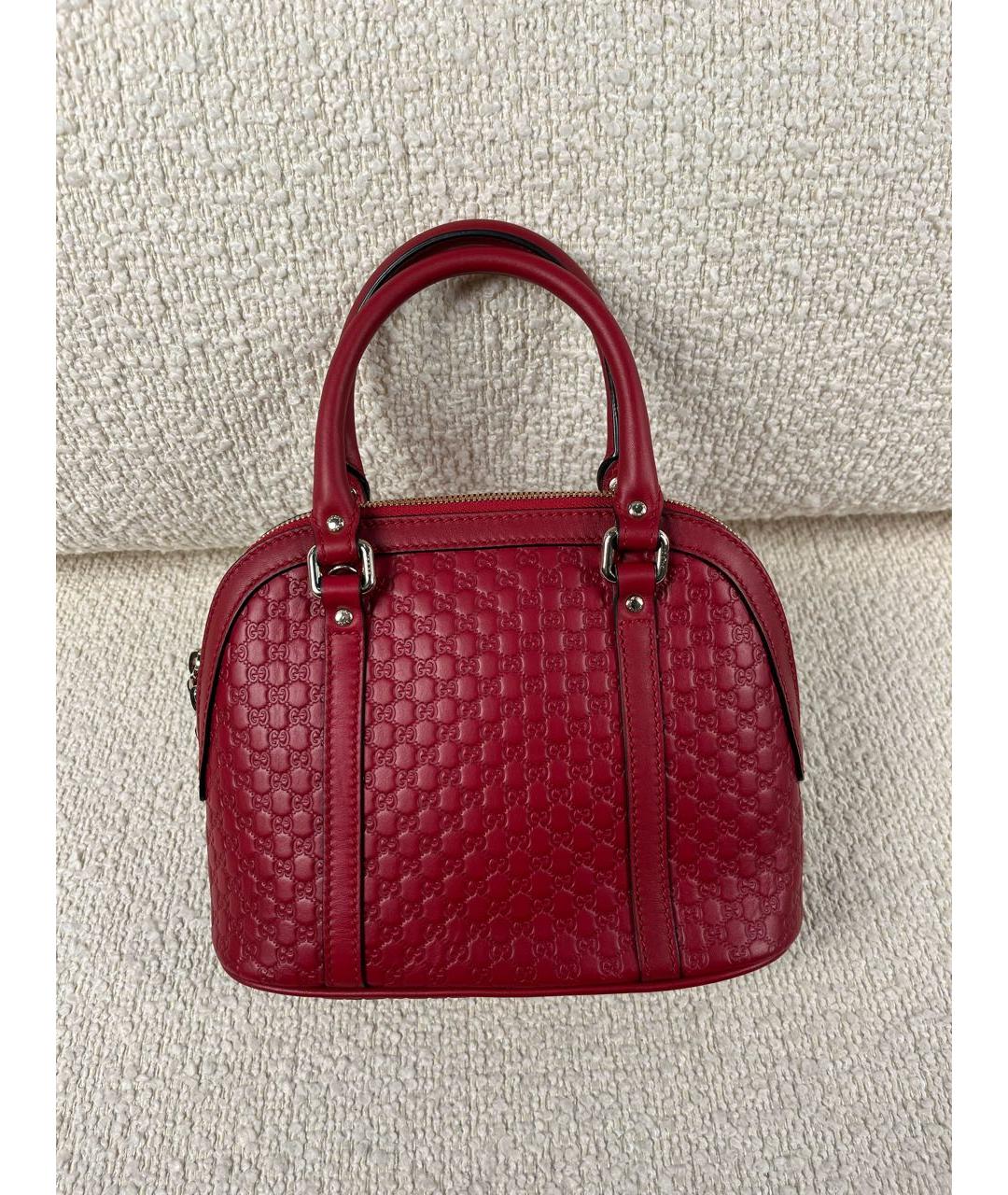 GUCCI Бордовая кожаная сумка с короткими ручками, фото 3