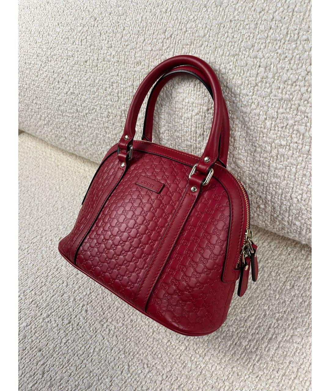 GUCCI Бордовая кожаная сумка с короткими ручками, фото 5