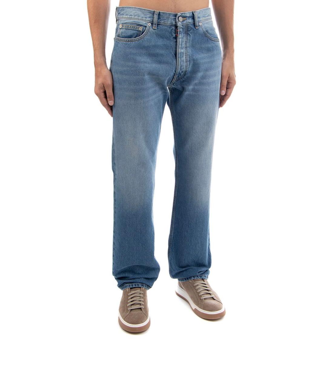 MAISON MARGIELA Синие хлопковые прямые джинсы, фото 4
