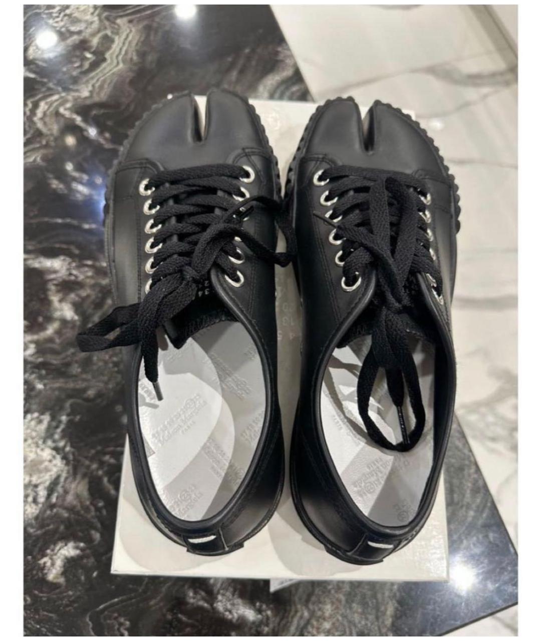 MAISON MARGIELA Черные кожаные кеды, фото 3