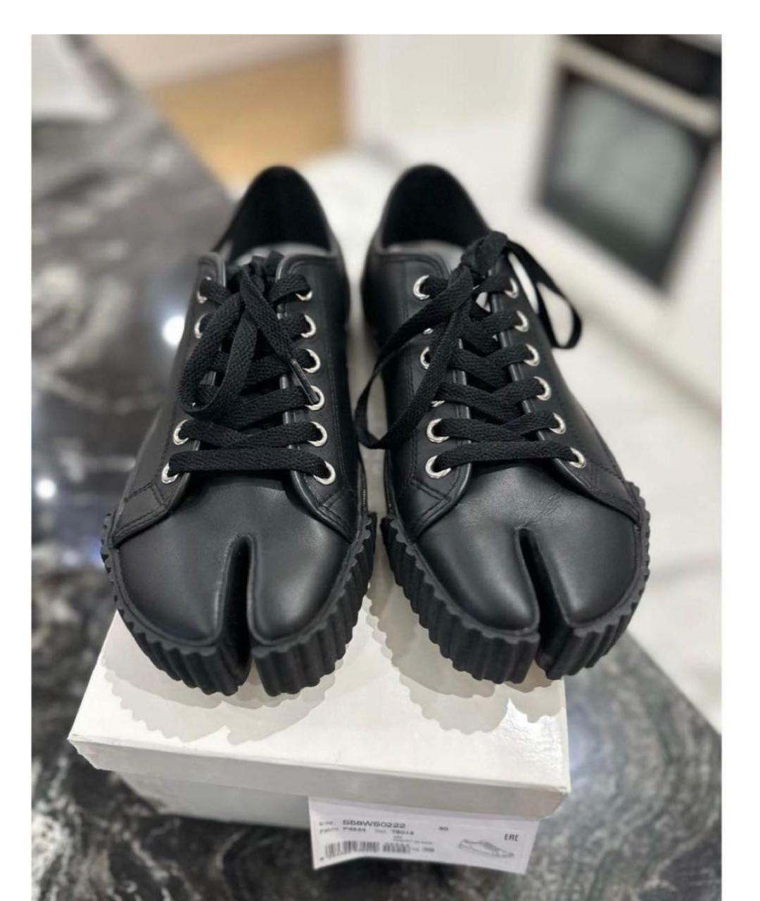 MAISON MARGIELA Черные кожаные кеды, фото 2