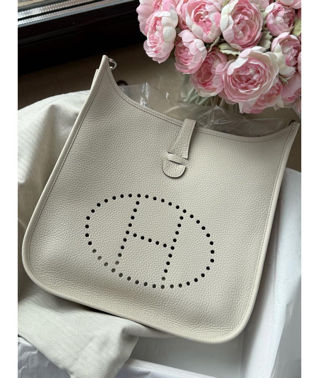 HERMES Бежевая кожаная сумка через плечо, фото 2