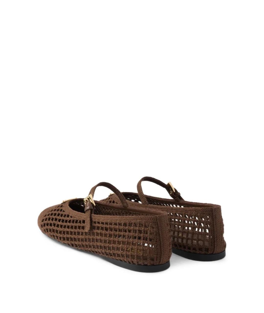 PRADA Коричневые текстильные балетки, фото 3