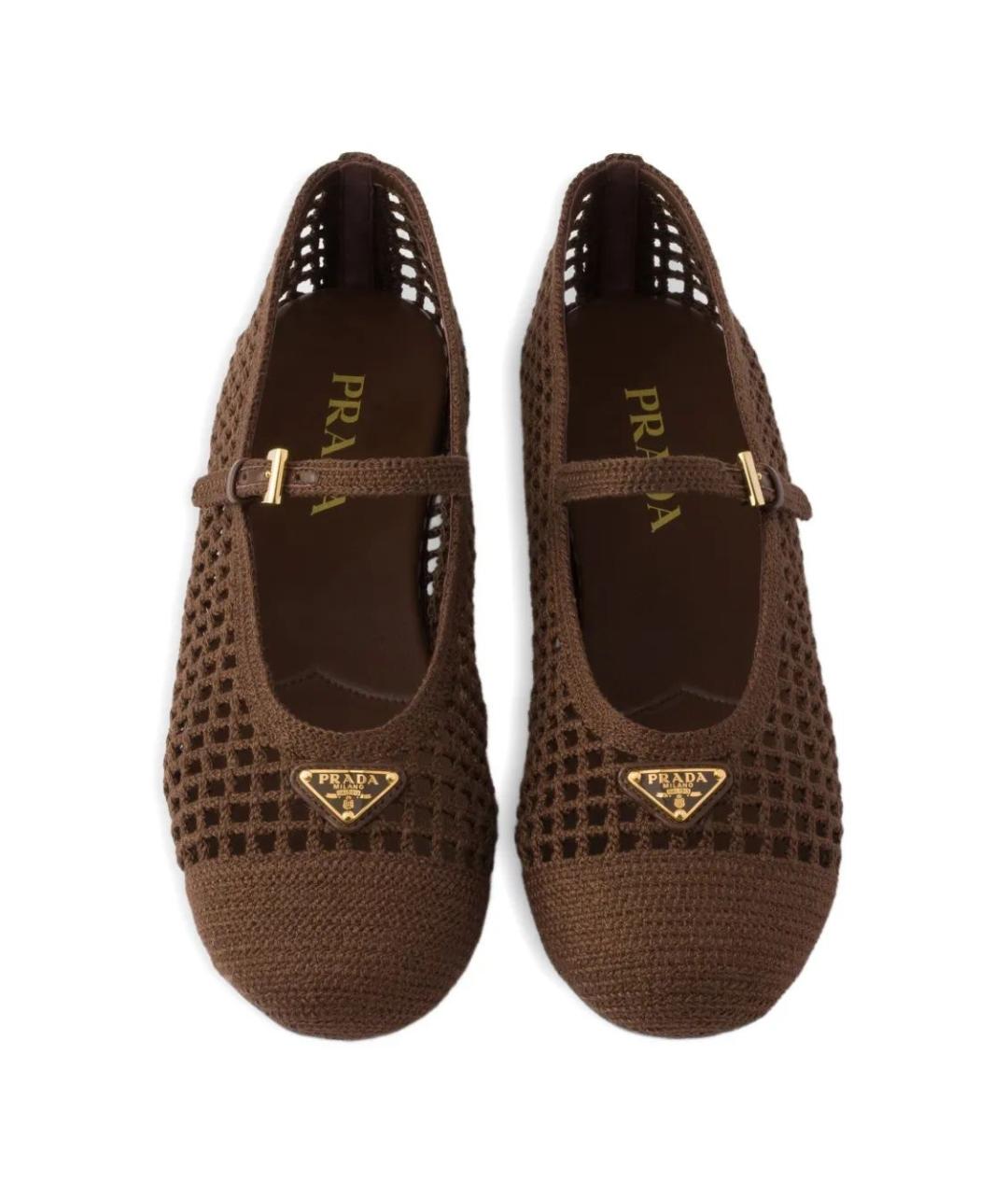 PRADA Коричневые текстильные балетки, фото 4