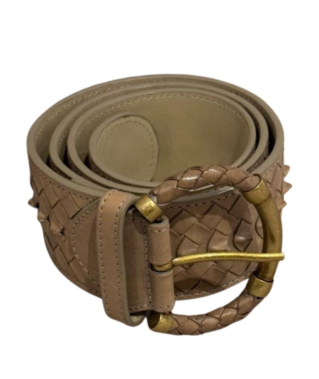 BOTTEGA VENETA Бежевый кожаный ремень, фото 1