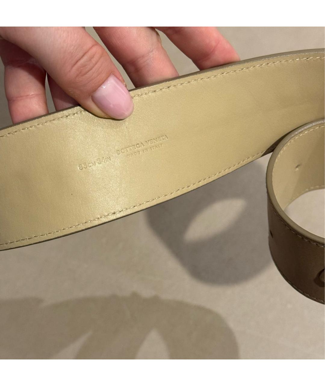 BOTTEGA VENETA Бежевый кожаный ремень, фото 3