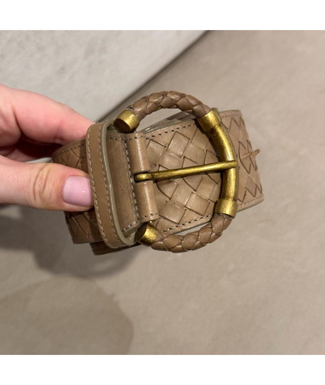 BOTTEGA VENETA Бежевый кожаный ремень, фото 2