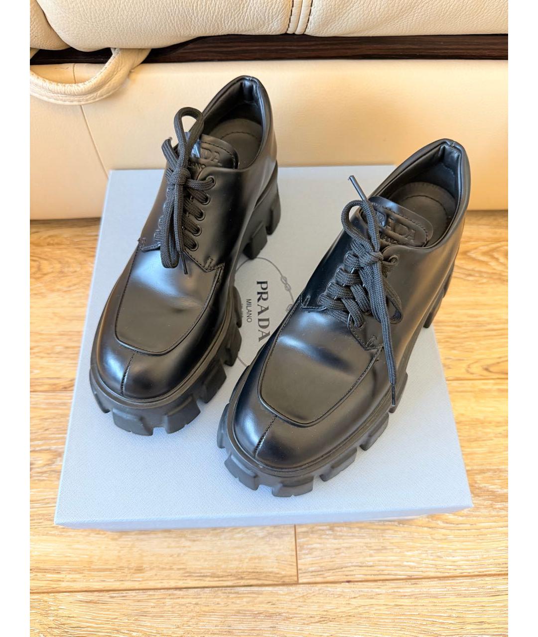PRADA Черные кожаные брогги и оксфорды, фото 8