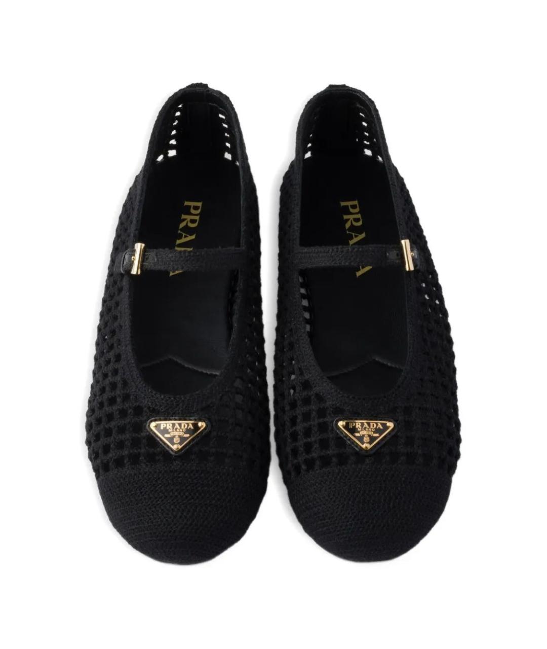 PRADA Черные текстильные балетки, фото 4