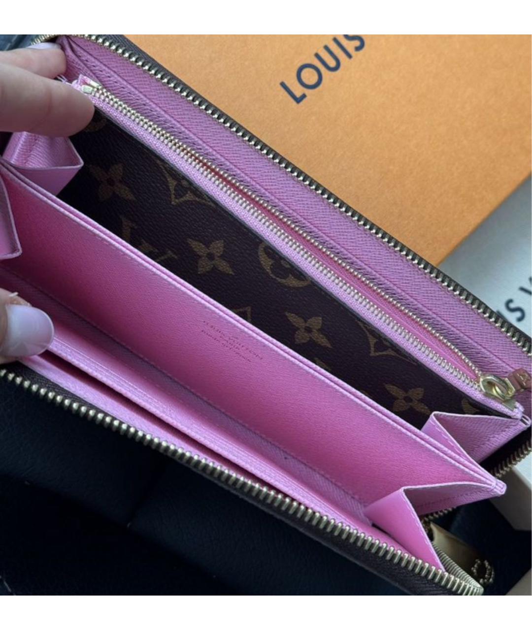 LOUIS VUITTON Розовый кожаный кошелек, фото 2