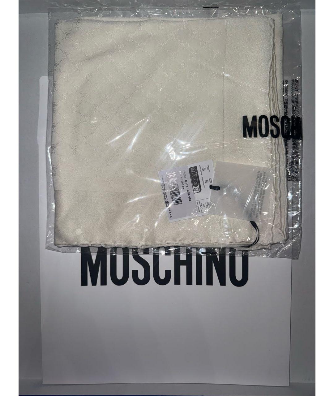 MOSCHINO Белый шелковый платок, фото 4