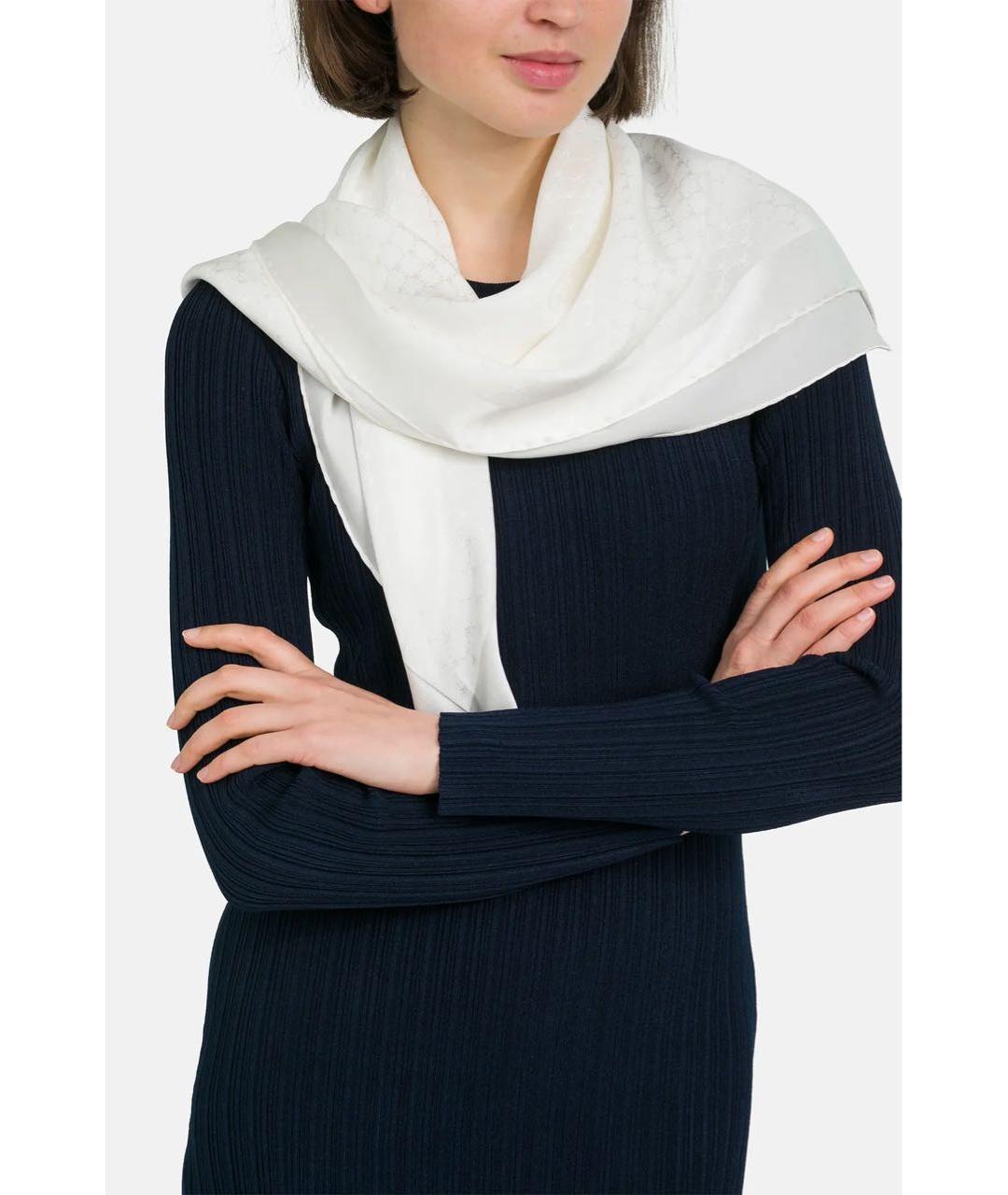 MOSCHINO Белый шелковый платок, фото 3