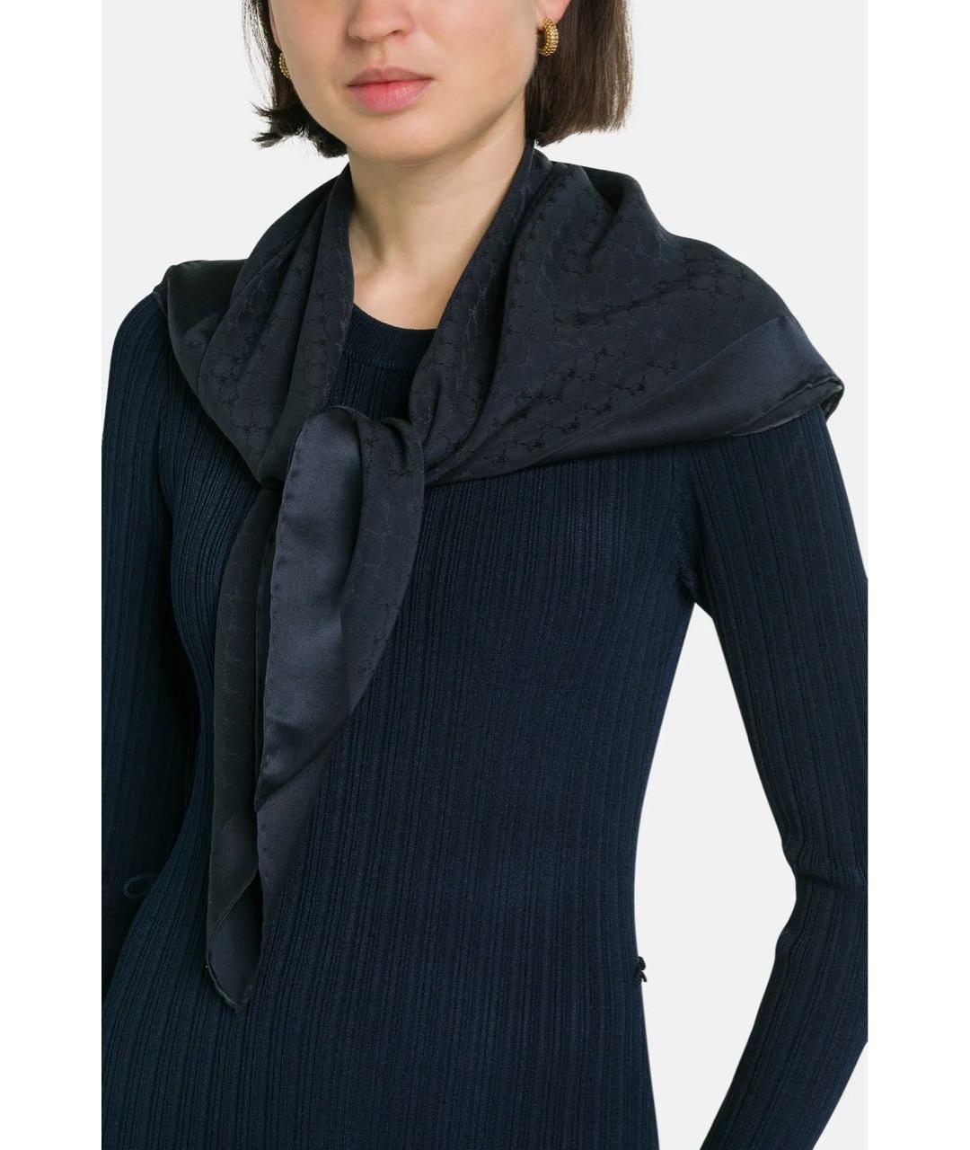 MOSCHINO Темно-синий шелковый платок, фото 3