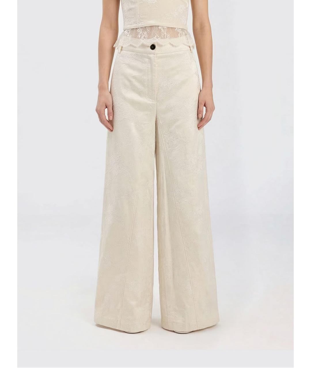 PINKO Бежевые льняные прямые брюки, фото 3