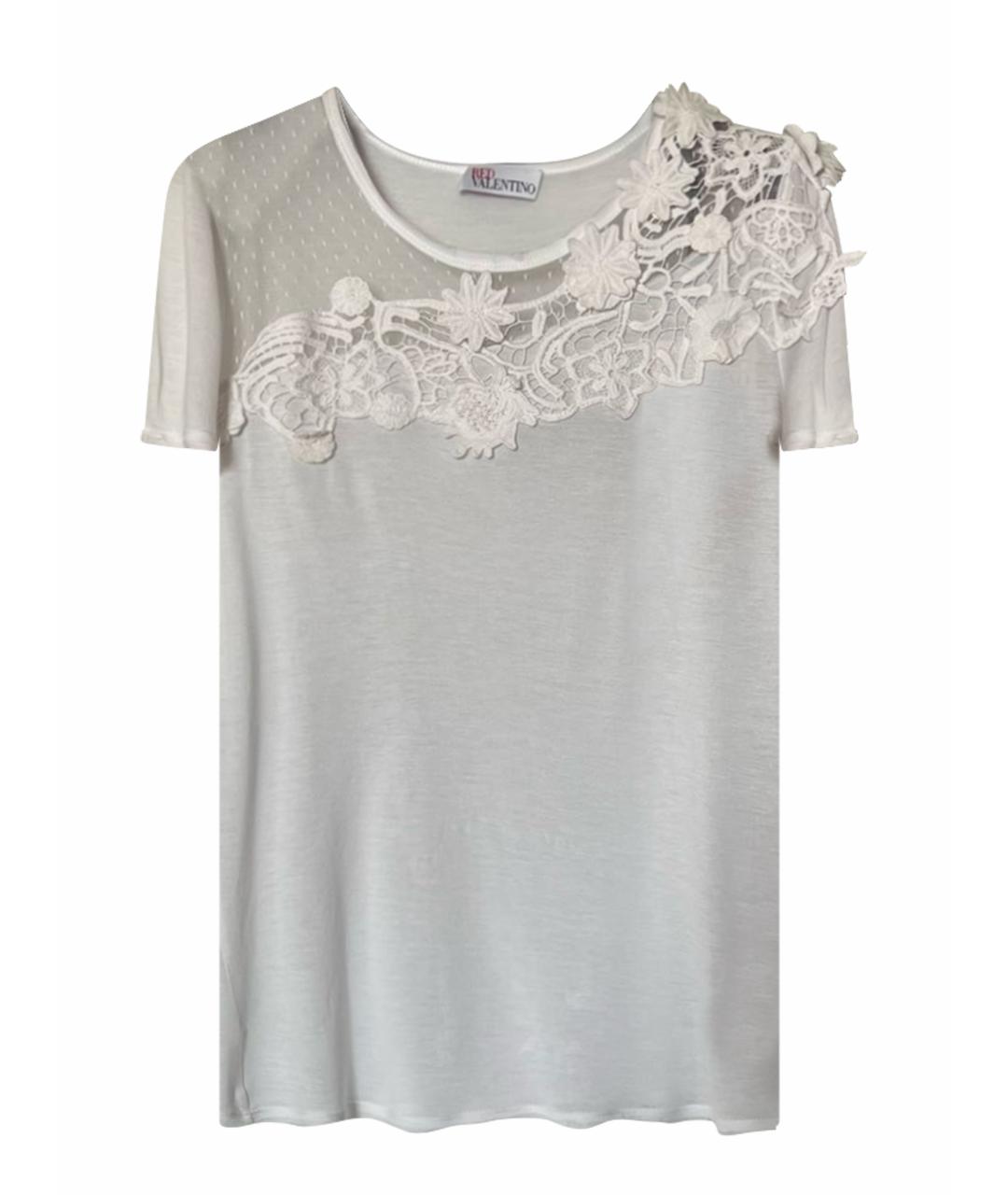 RED VALENTINO Белая хлопковая футболка, фото 1